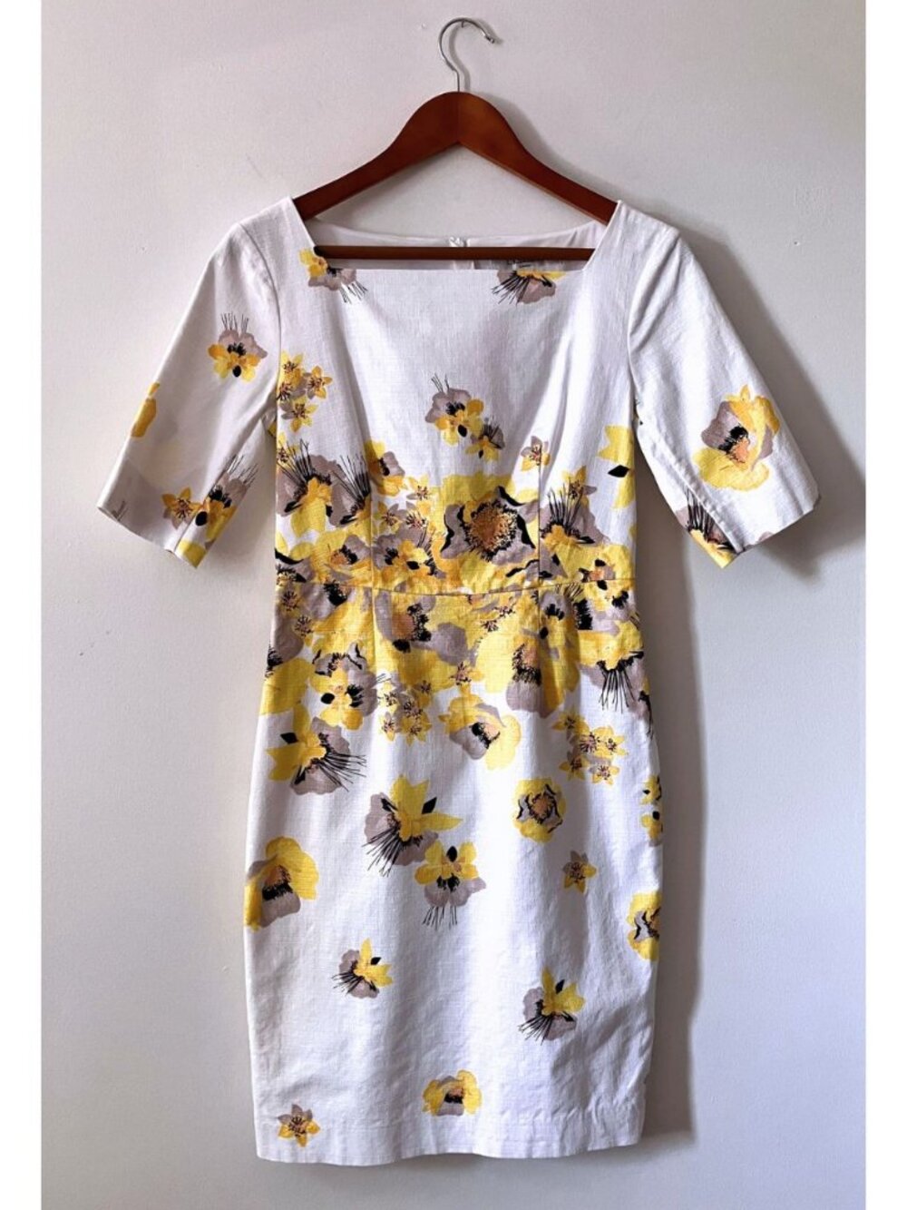 LK Bennett Lasana Poppy Dress Yellow Size 4 - Picture 3 of 8